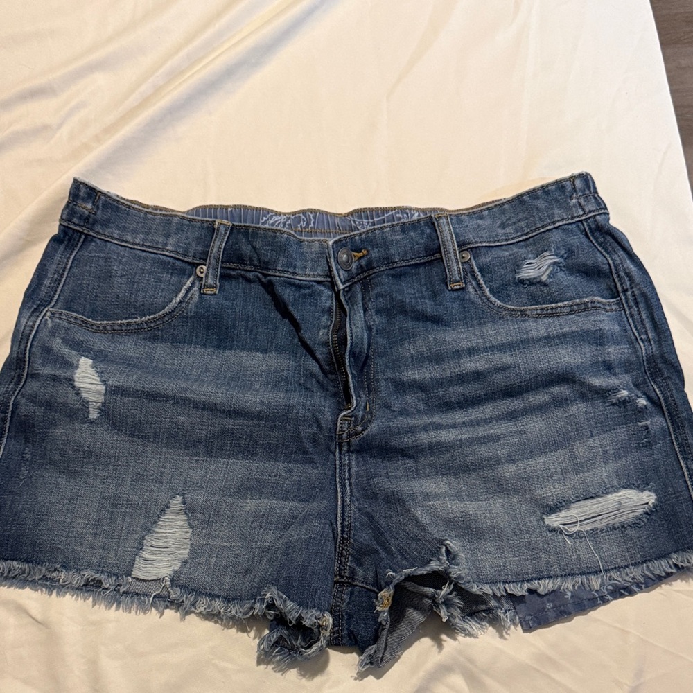 Aerie Blue Distressed Jean Shorts